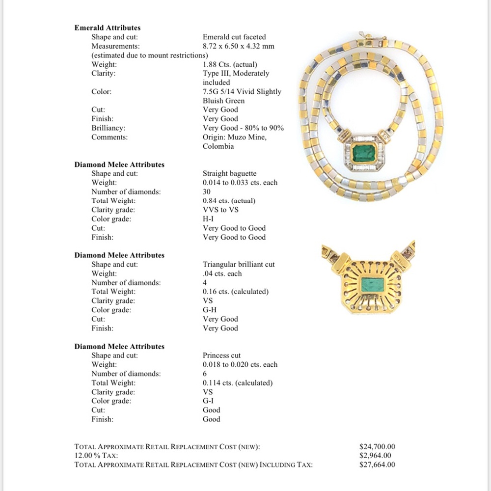 Matis Gold and White Necklace with Emerald